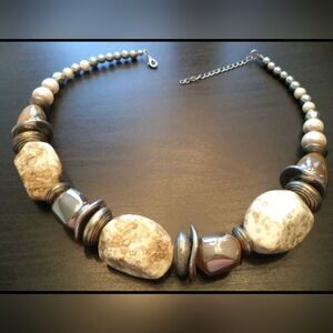 STUNNING VINTAGE ESTATE SILVER TONE SPECKLE BEADED 21" NECKLACE